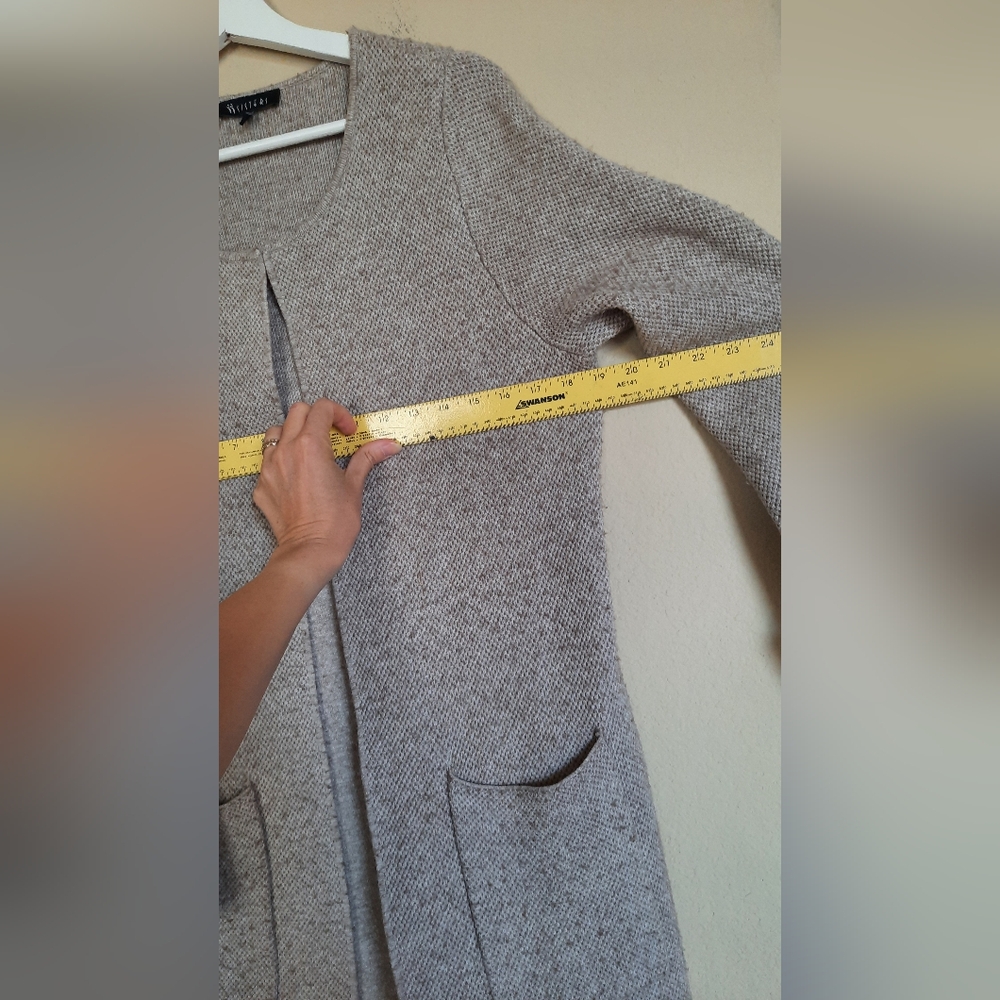 Sisters Long Cardigan Faux Fur Trim Cuffs Pockets Duster Chic Cozy - Picture 4 of 6